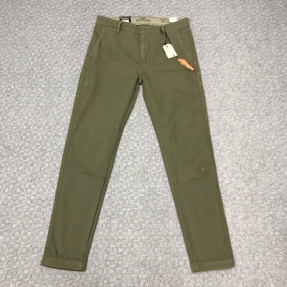 Levis XX Chino Pants Mens 31x32 Green Standard Taper Chicago Patch Stretch New